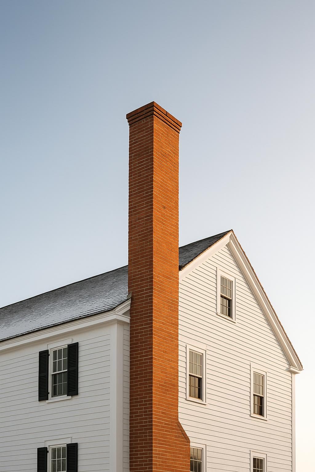 Brick chimney on a colonial house (illustration)